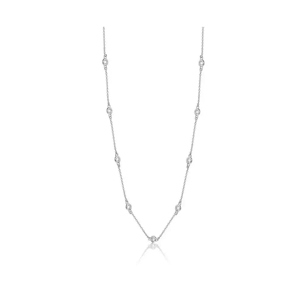 Rachel Glauber Classic Bezel Set Cubic Zirconia Chain Station Necklace 3