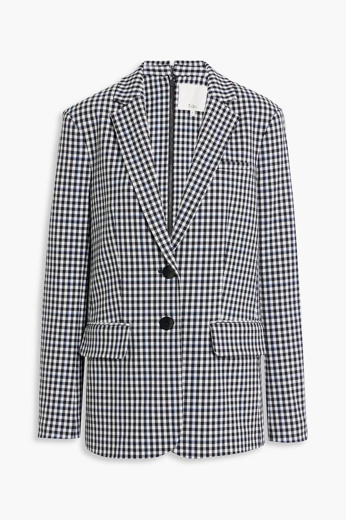Tibi Zip-detailed gingham twill blazer