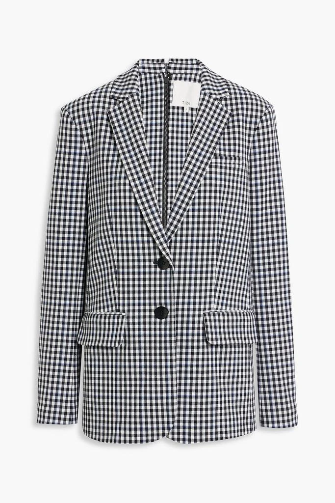 Tibi Zip-detailed gingham twill blazer 1