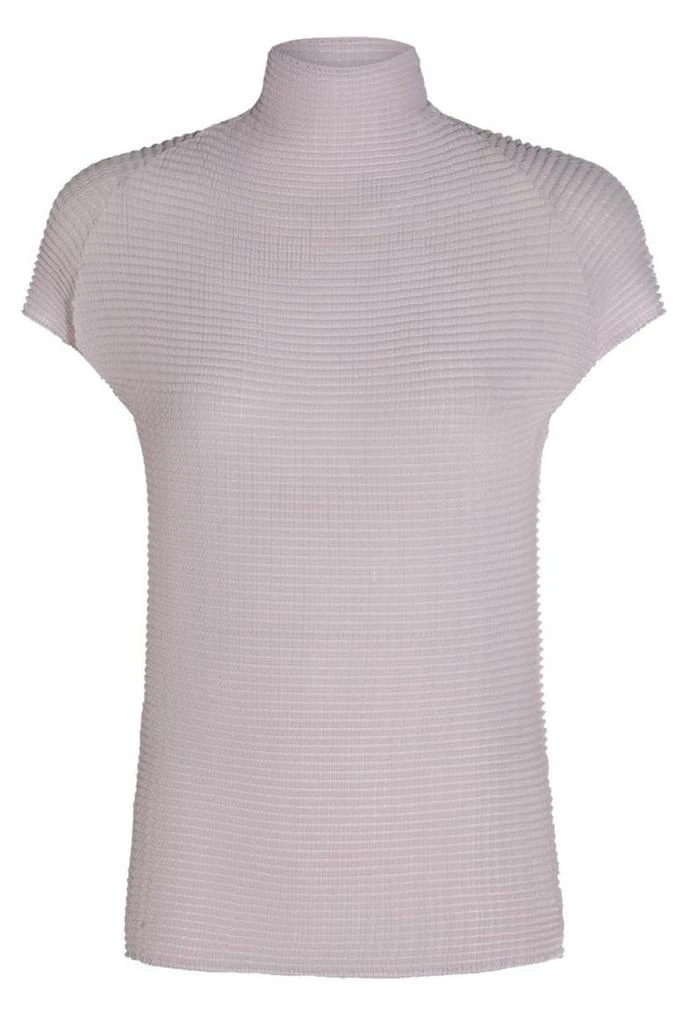 Issey Miyake Issey Miyake Pleated High-Neck French Sleeve Top 1