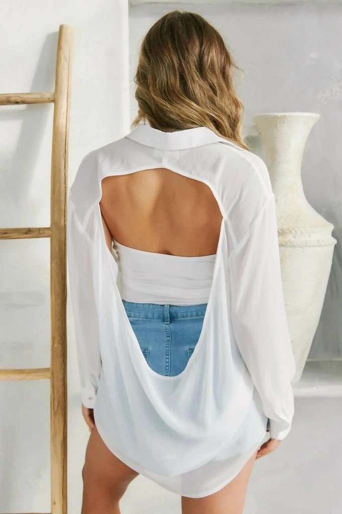 Peach Love Peach Love - Open-Back Chiffon Shirt 2