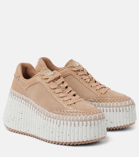 【Chloe】Nama 80 スエード＆レザー ウェッジスニーカー Chloé Nama 80 suede and leather wedge sneakers 41 - Jeans