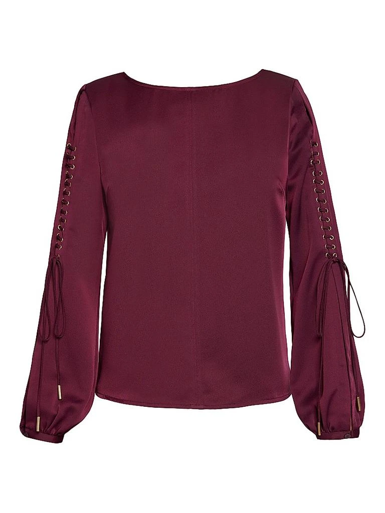 Santorelli Crepe Lattice-Sleeve Top 1