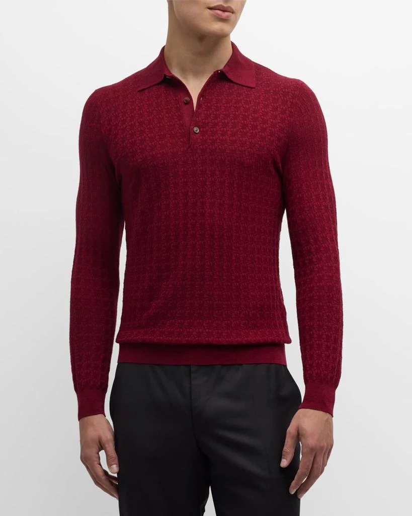 Canali Men's Solid Textured Polo Shirt 1