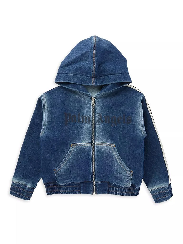 Palm Angels Little Girl's & Girl's Track Denim Fleece Zip-Up Hoodie 1