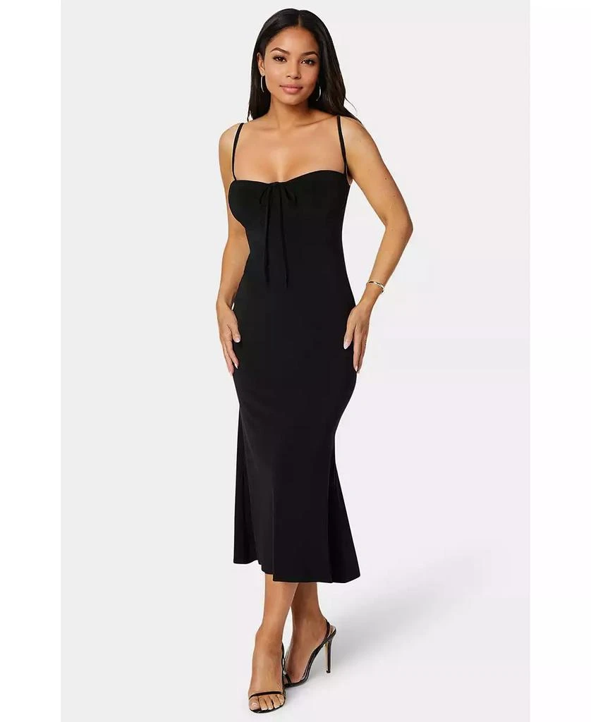 Bebe Women
s Bow Front Bustier Knit Slip Midi Dress