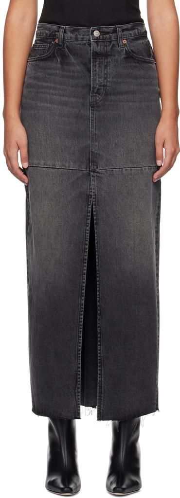 Reformation Gray Tazz Denim Maxi Skirt