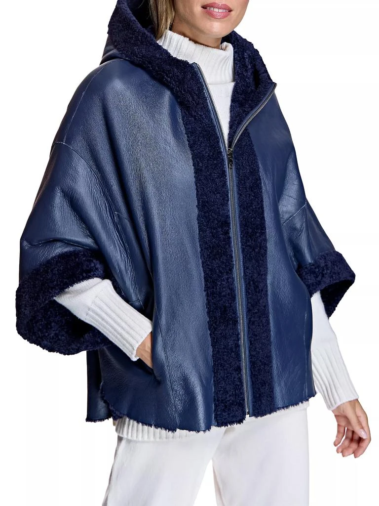 Maximilian Reversible Hooded Shearling Cape 5