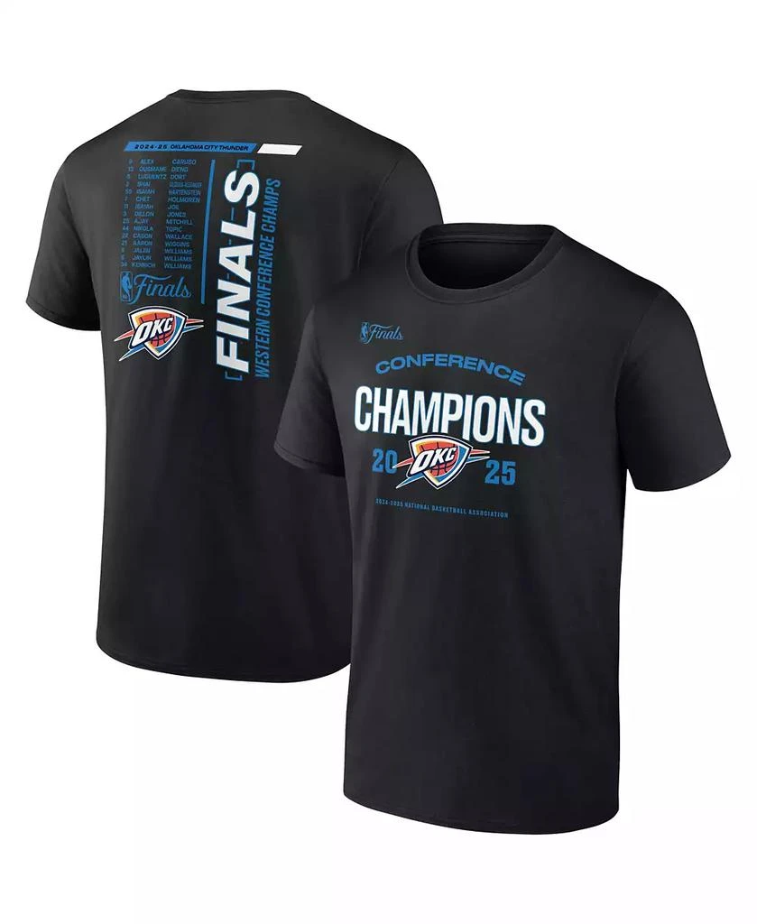 Fanatics Men's Black Oklahoma City Thunder 2025 NBA Western Conference Champions Roster Buzzer Beater T-Shirt 1