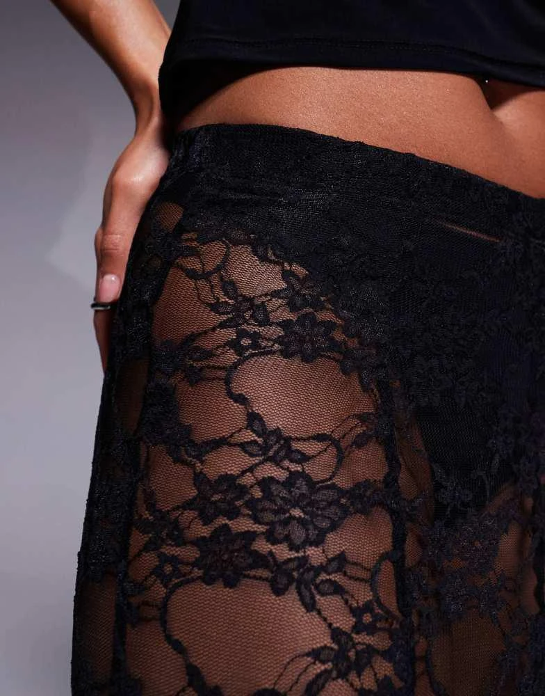 ASOS ASOS DESIGN godet lace maxi skirt in black 3