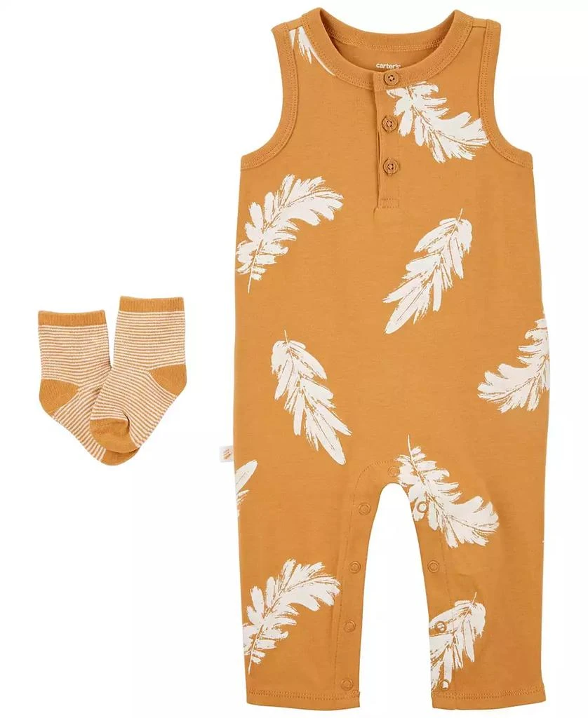 Carter's Baby Boys Feather Jumpsuit and Socks, 2 Piece Set 1