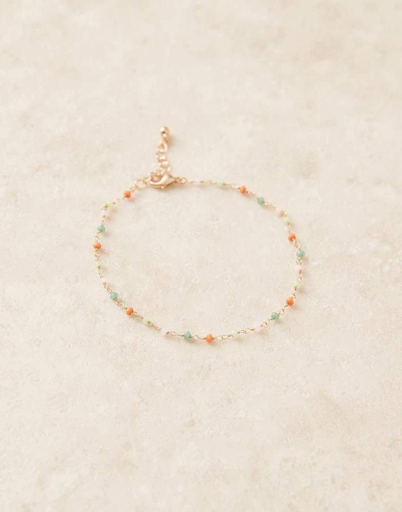 ASOS ASOS DESIGN mixed beaded anklet in gold tone 2