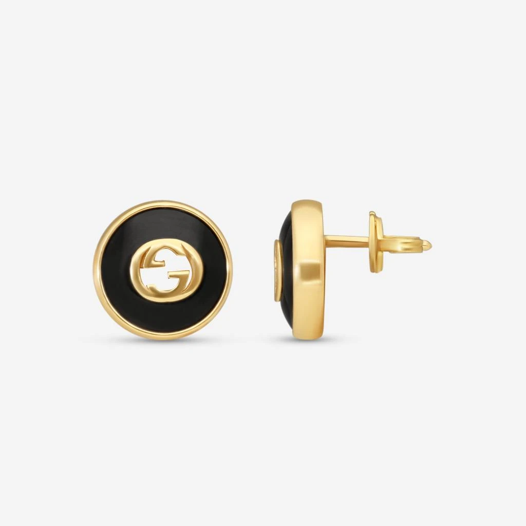 Gucci Gucci 18K Yellow Gold Onyx Stud Earrings YBD78655400100U 3