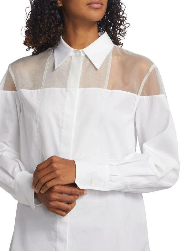 Helmut Lang Poplin Cotton Sheer Yoke Tuxedo Shirt 4