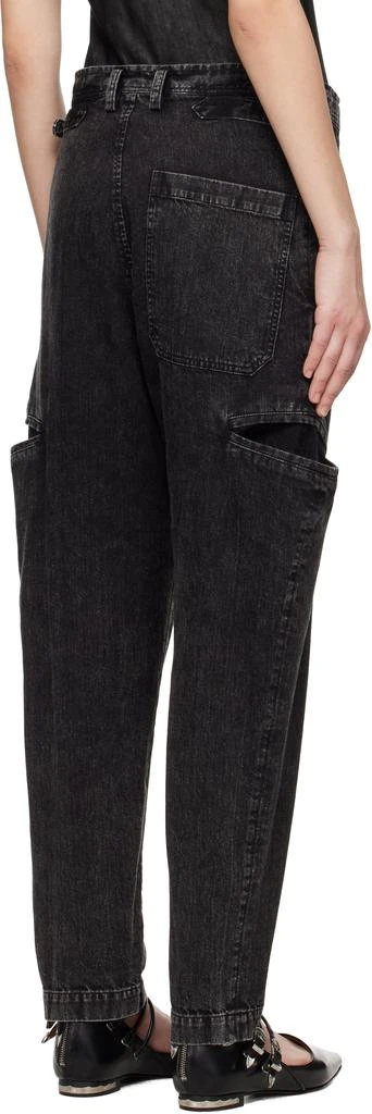 YOHJI YAMAMOTO Black 8oz Bleached Denim Tapered Jeans 3