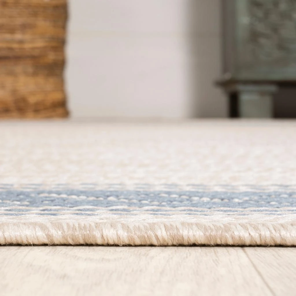 JONATHAN Y Lucia Classic Diamond Border Indoor/Outdoor Cream/Blue Runner Rug 4