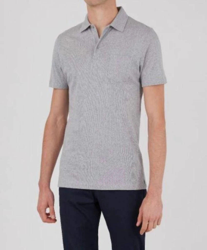 Sunspel Short Sleeve Riviera Polo In Grey Melange 1