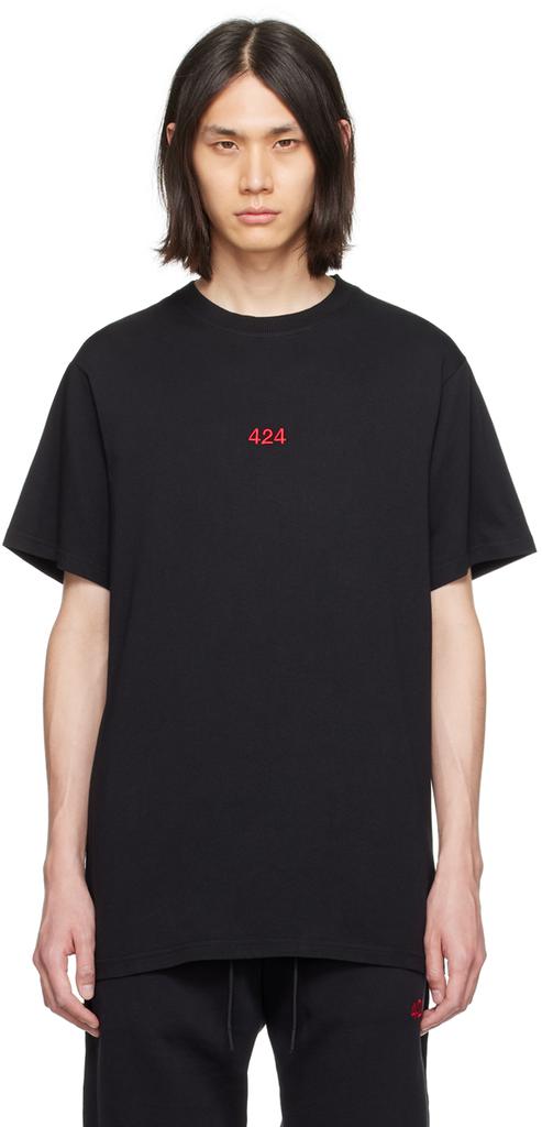 424 Black Embroidered T-Shirt