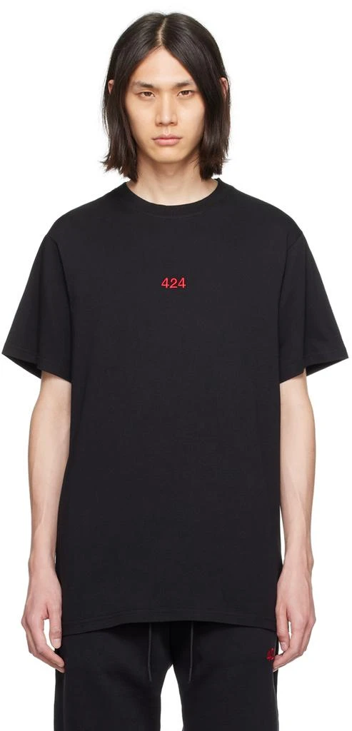 424 Black Embroidered T-Shirt 1