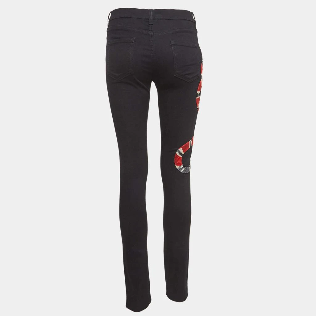 Gucci Gucci Black Snake Embroidered Denim Skinny Fit Jeans M Waist 28" 2