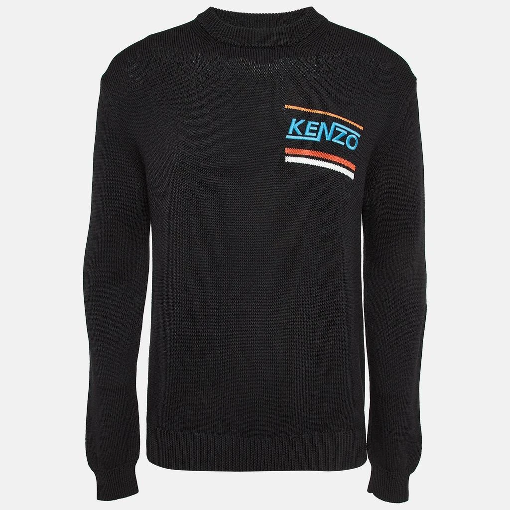 Kenzo Kenzo Black Embroidered Rib Knit Jumper M 1