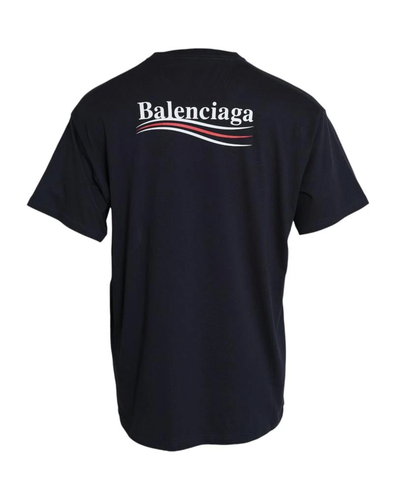 Balenciaga Dark Blue Cotton Logo Crew Neck Short Sleeves T-shirt 2