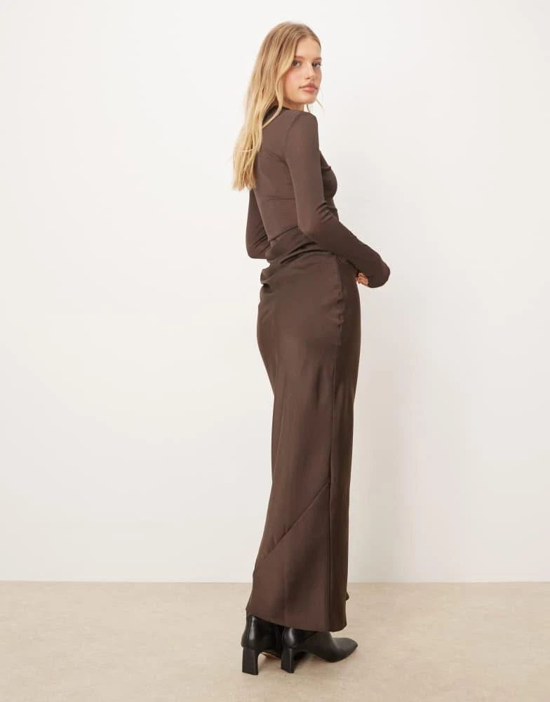ASOS DESIGN sheer high neck bodice drape satin maxi dress in chocolate  On  Sale Now with Up to 11% Off | Discover Exclusive Deals & Savings at  BeyondStyle  Authentic ASOS