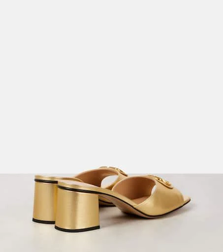 Valentino VLogo metallic leather mules 2