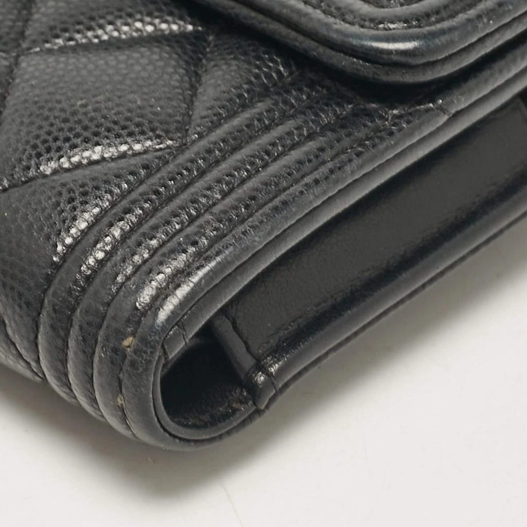Chanel Chanel Black Caviar Quilted Leather Boy Trifold Wallet 13