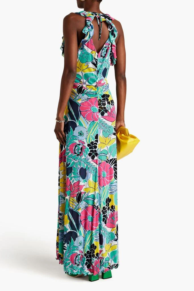 Diane von Furstenberg Sean ruffled floral-print stretch-mesh maxi dress 3