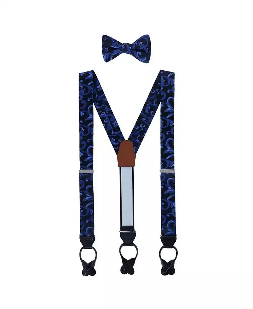 TRAFALGAR Men
s Christian the Romantic Brocade Silk Suspenders and Bow Tie Set