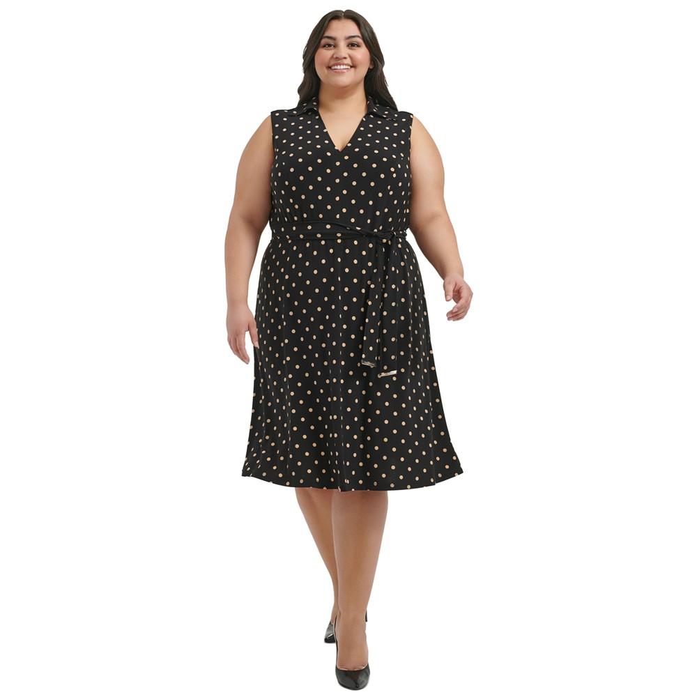 Tommy Hilfiger Plus Size Classic Dot Print Jersey Midi Dress