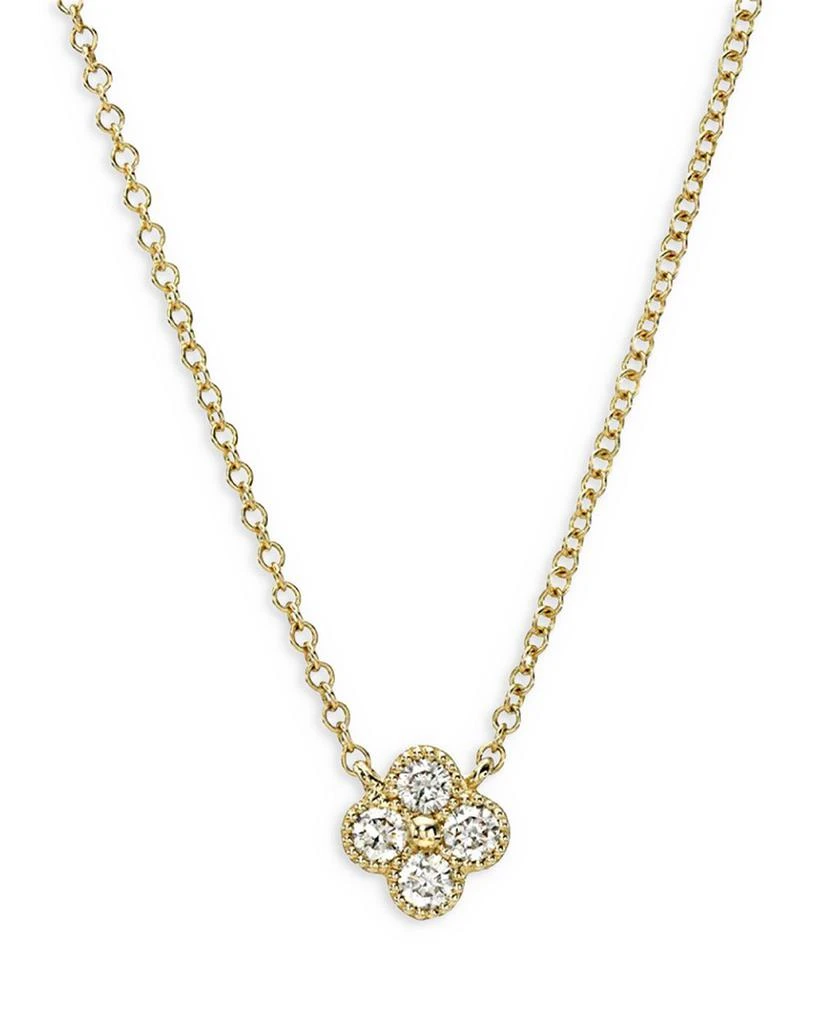 Zoe Lev 14K Yellow Gold Large Diamond Clover Pendant Necklace, 16" 1