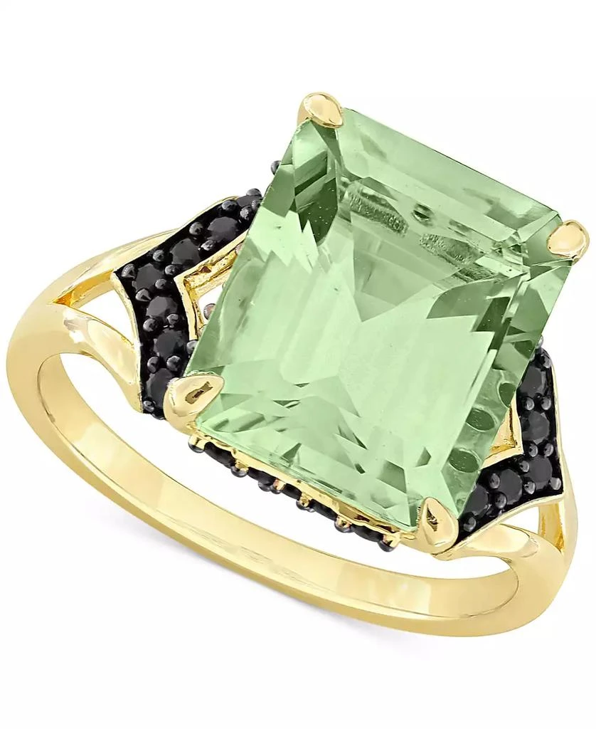 Macy's Green Quartz (5-1/3 ct. t.w.) & Black Sapphire (3/8 ct. t.w.) Statement Ring in 18k Gold Flash-Plated Sterling Silver 1