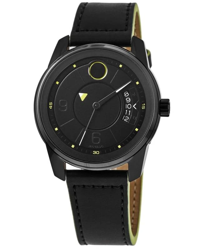 Movado Movado Bold Verso Black Dial Leather Strap Men's Watch 3600696 1