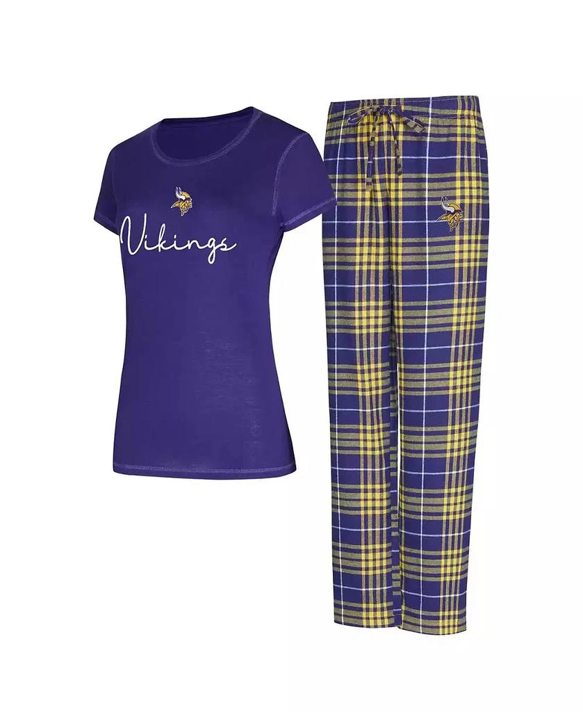 Concepts Sport Women's Minnesota Vikings Vector T-Shirt Flannel Pants Sleep Set 1