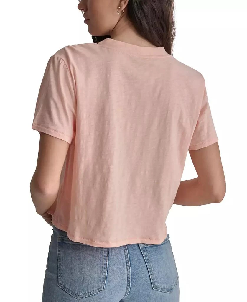 DKNY Women's Lace-Up V-Neck Short-Sleeve Tee 2