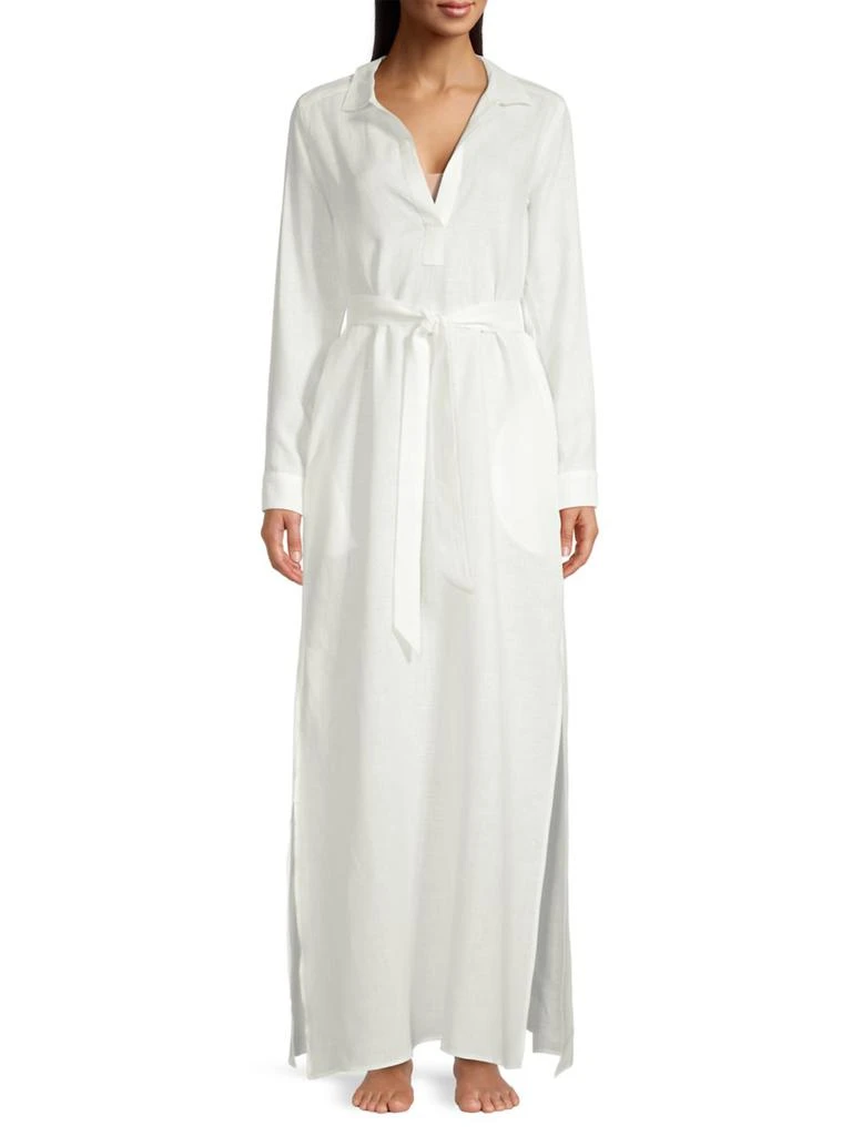 Pour Les Femmes Linen Maxi Shirtdress 2