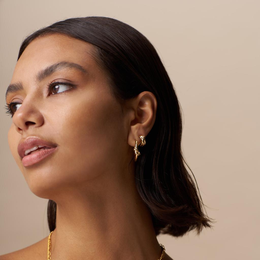 Orelia London Polished Twist Huggie Hoop Earrings