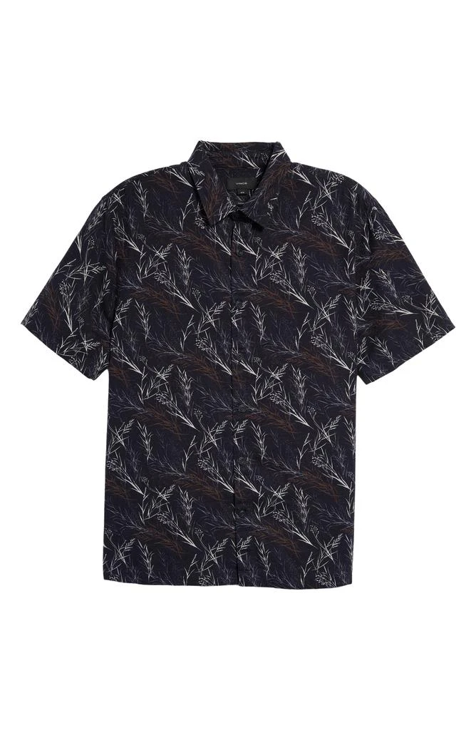 Vince Leaf Print Short Sleeve Linen Blend Button-Up Shirt 6