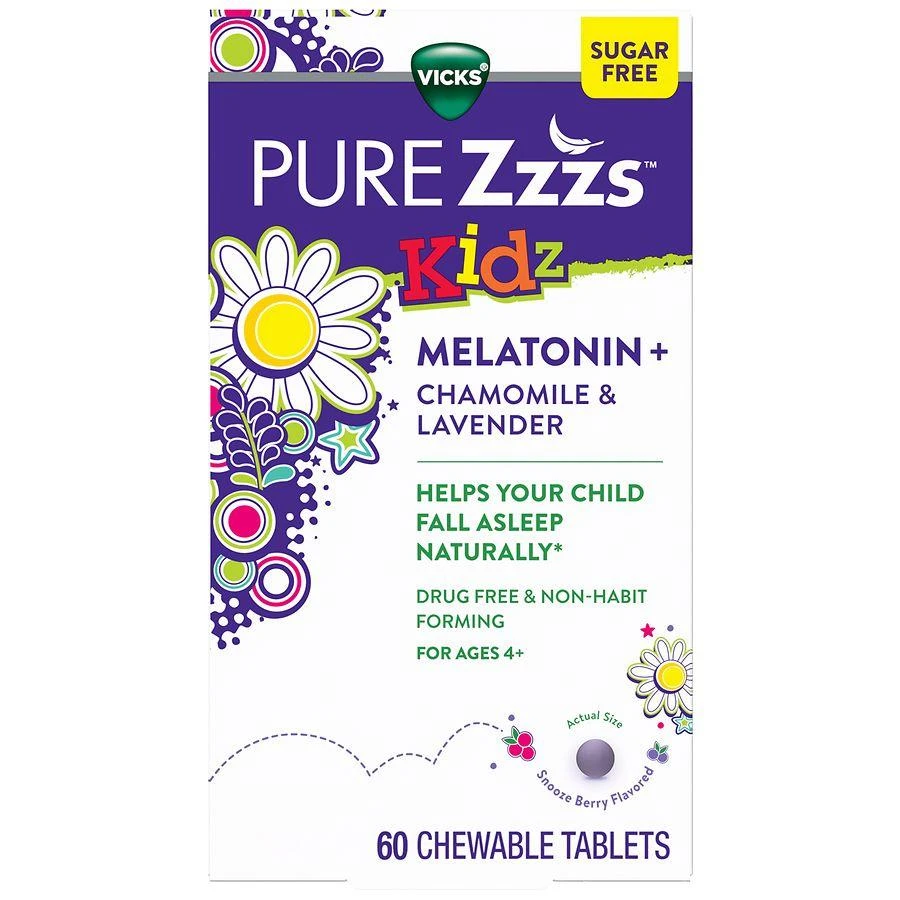 PURE Zzzs Kidz Melatonin Sleep Aid Chewable Tablets, Drug-Free & Non-Habit Forming Berry 1