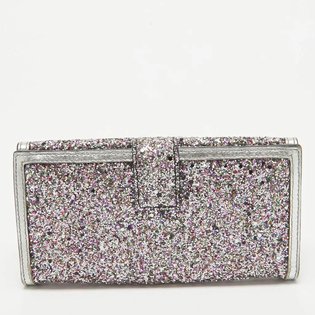 Alexander McQueen Alexander McQueen Silver Glitter and Leather Skull Continental Wallet 6