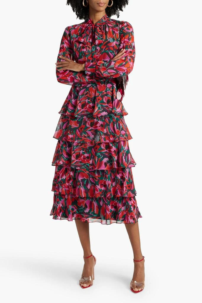 MIKAEL AGHAL Tiered floral-print chiffon midi dress 2