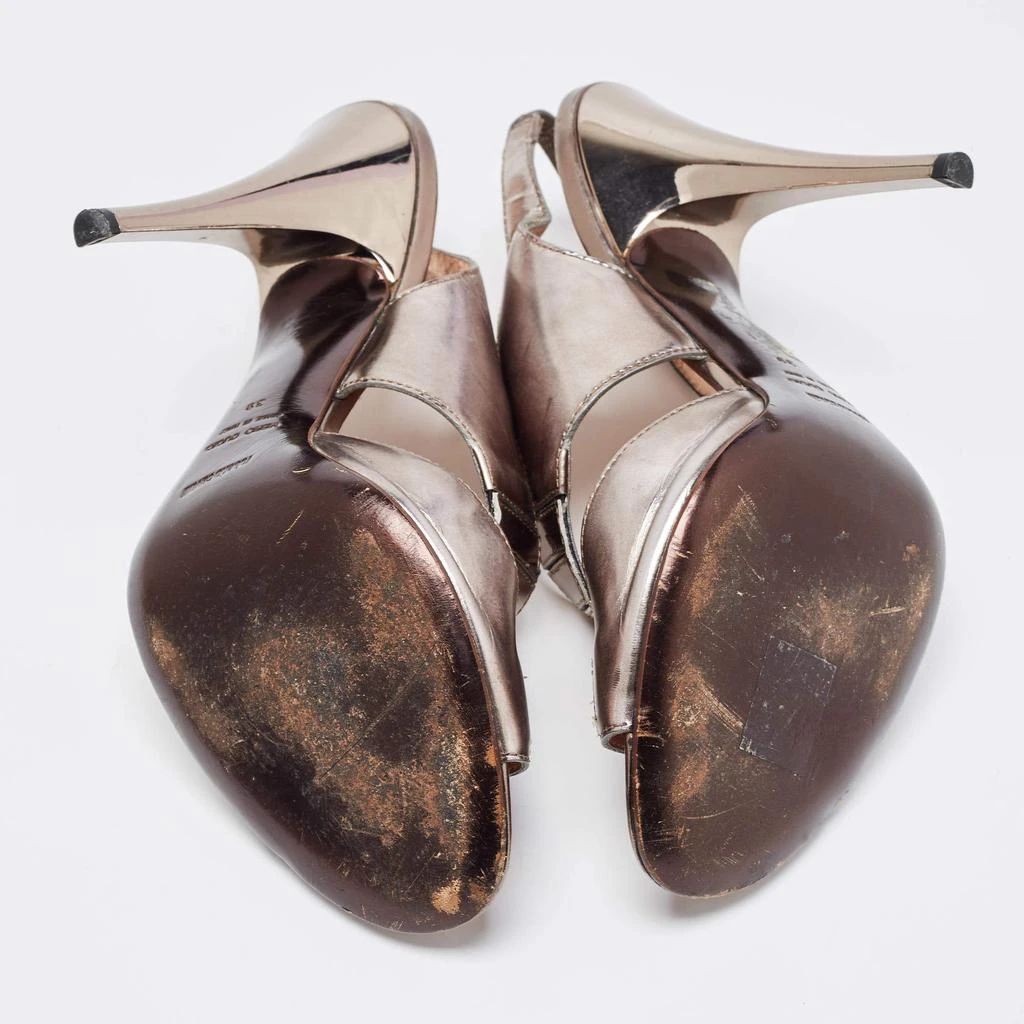 Roberto Cavalli Roberto Cavalli Metallic Grey Leather Slingback Sandals Size 39 6