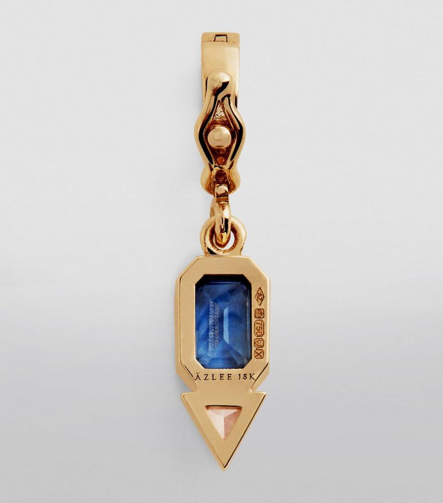 Azlee Yellow Gold, Sapphire and Diamond Trillion Charm