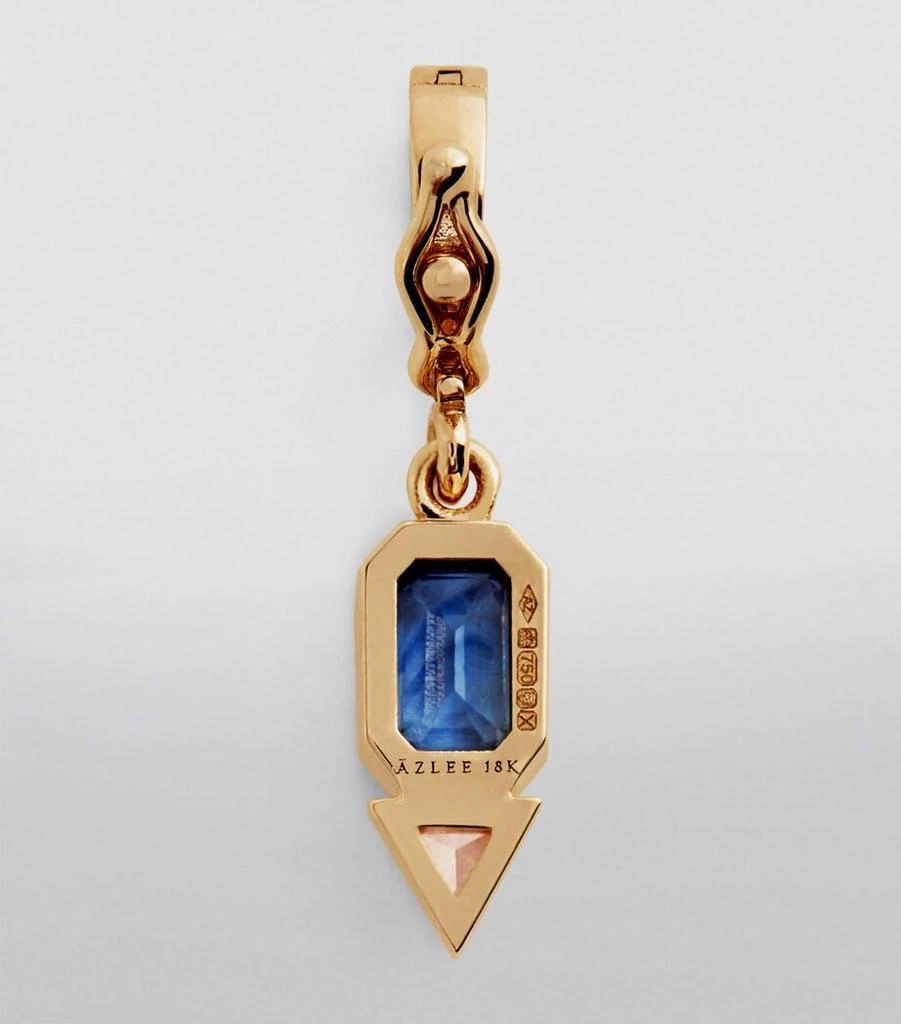 Azlee Yellow Gold, Sapphire and Diamond Trillion Charm 2