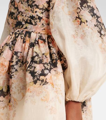 Zimmermann Illustration floral linen and silk minidress