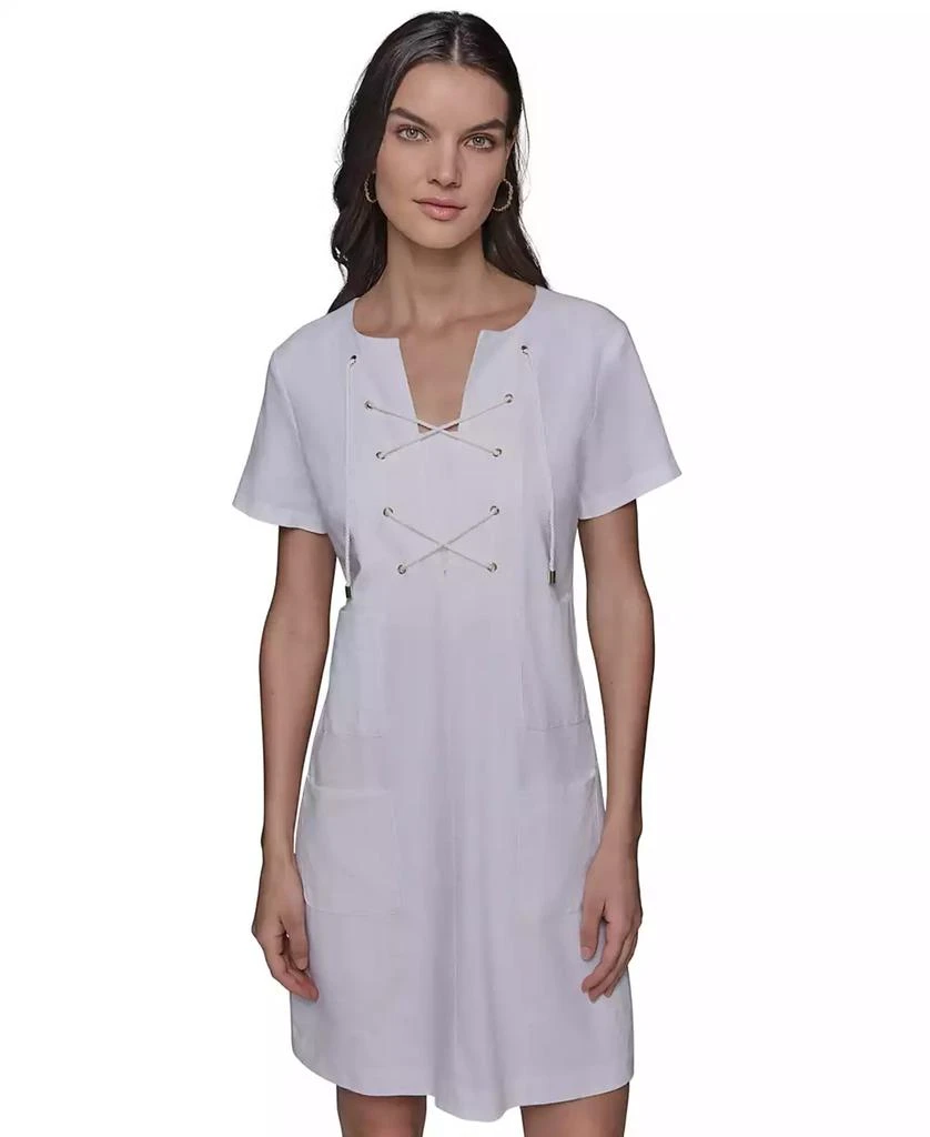 chinese dress ladies Lace Drawstring Cross Shift Dress main image 0