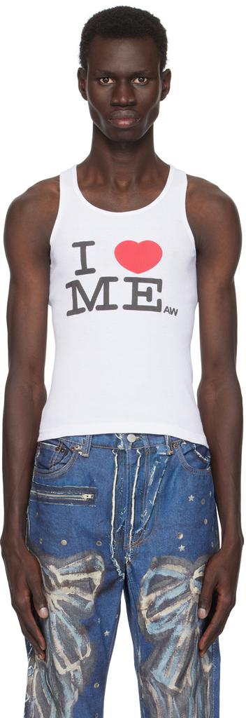Ashley Williams White 'I Heart Me' Tank Top