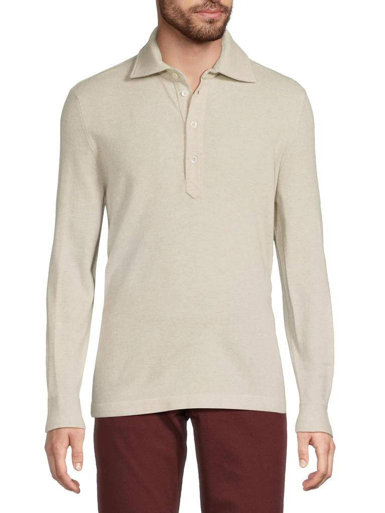 Brunello Cucinelli 100% Cashmere Long-Sleeve Polo Sweater 1